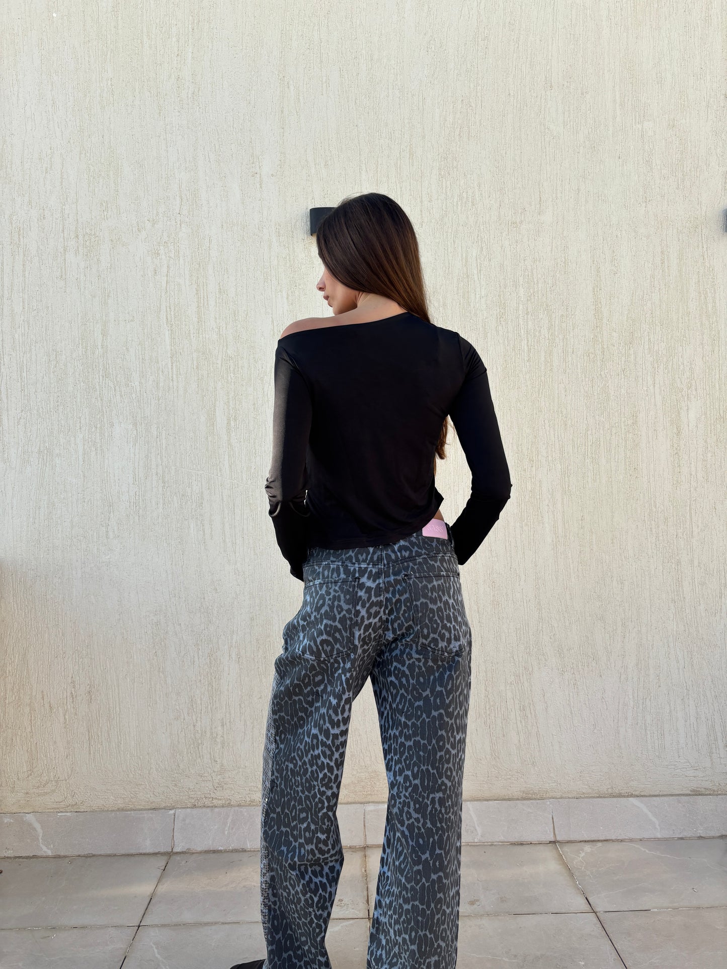 Sequins cheetah denim