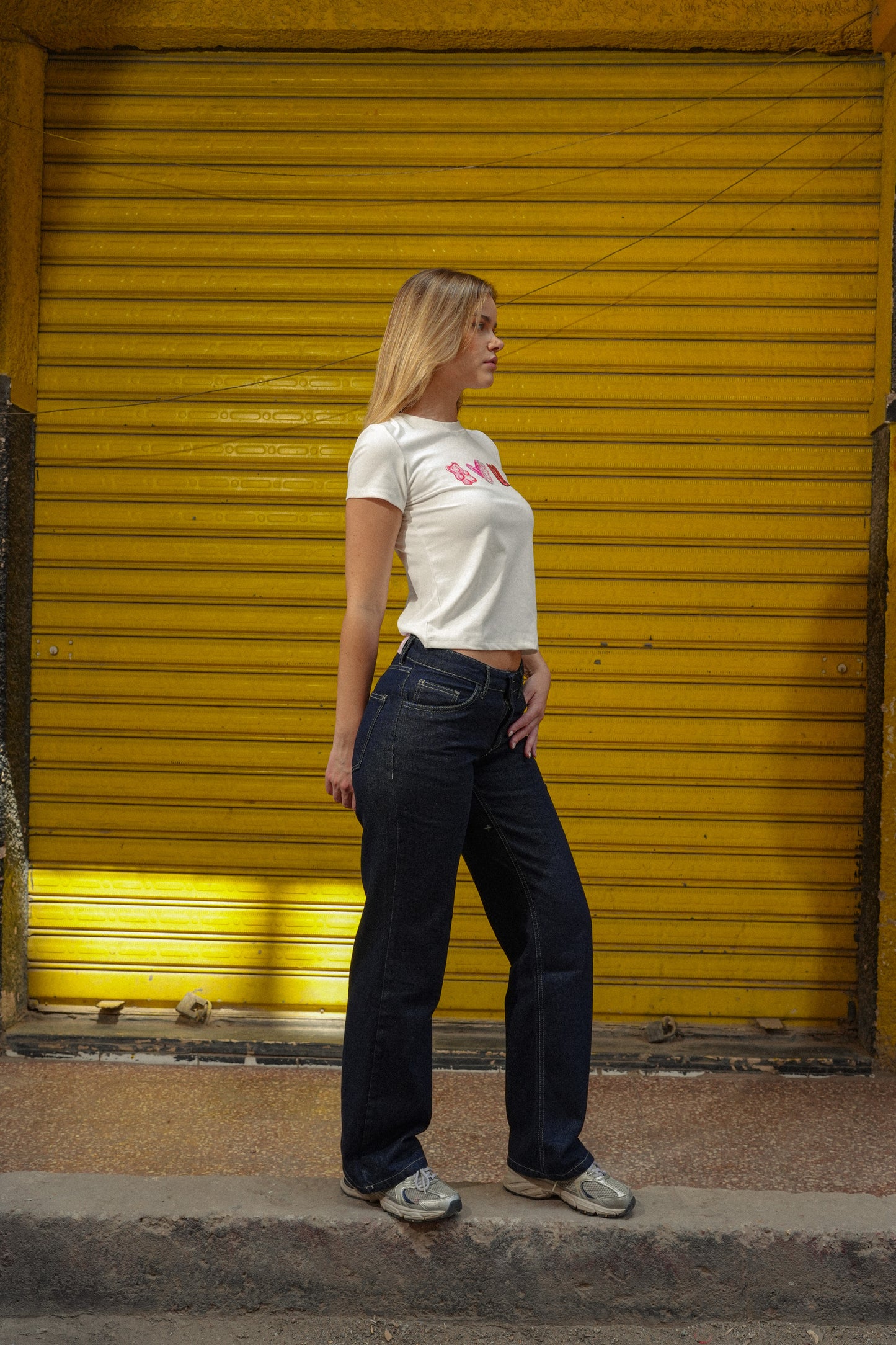 Low waist navy denim