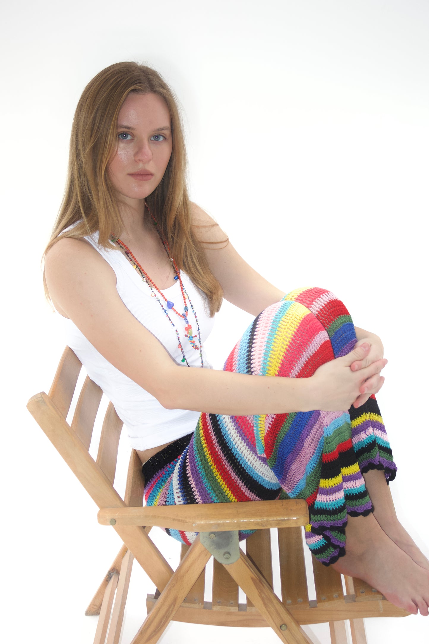 Oversized colorful crochet pants