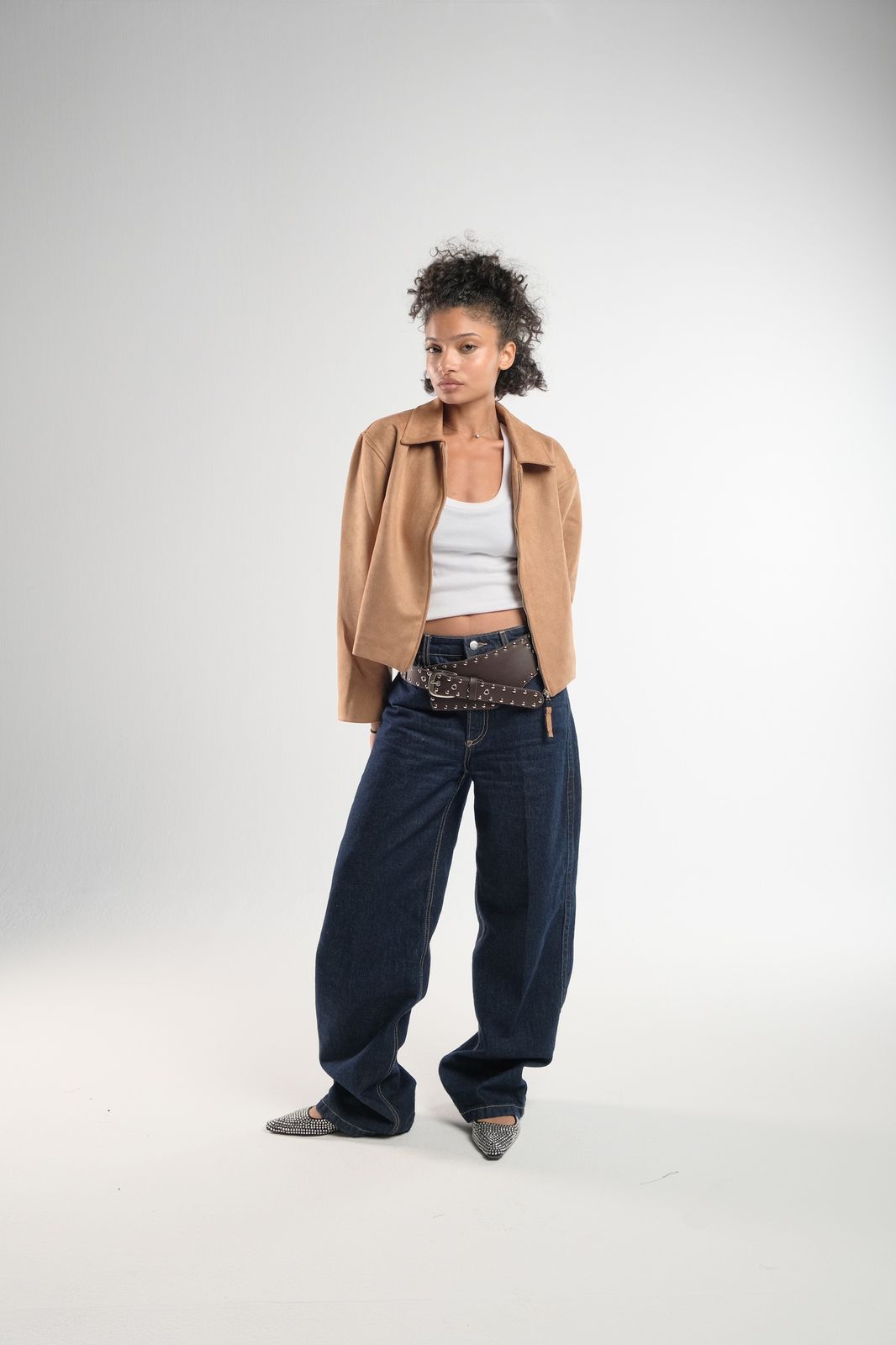 Studded Wide Brown Belt