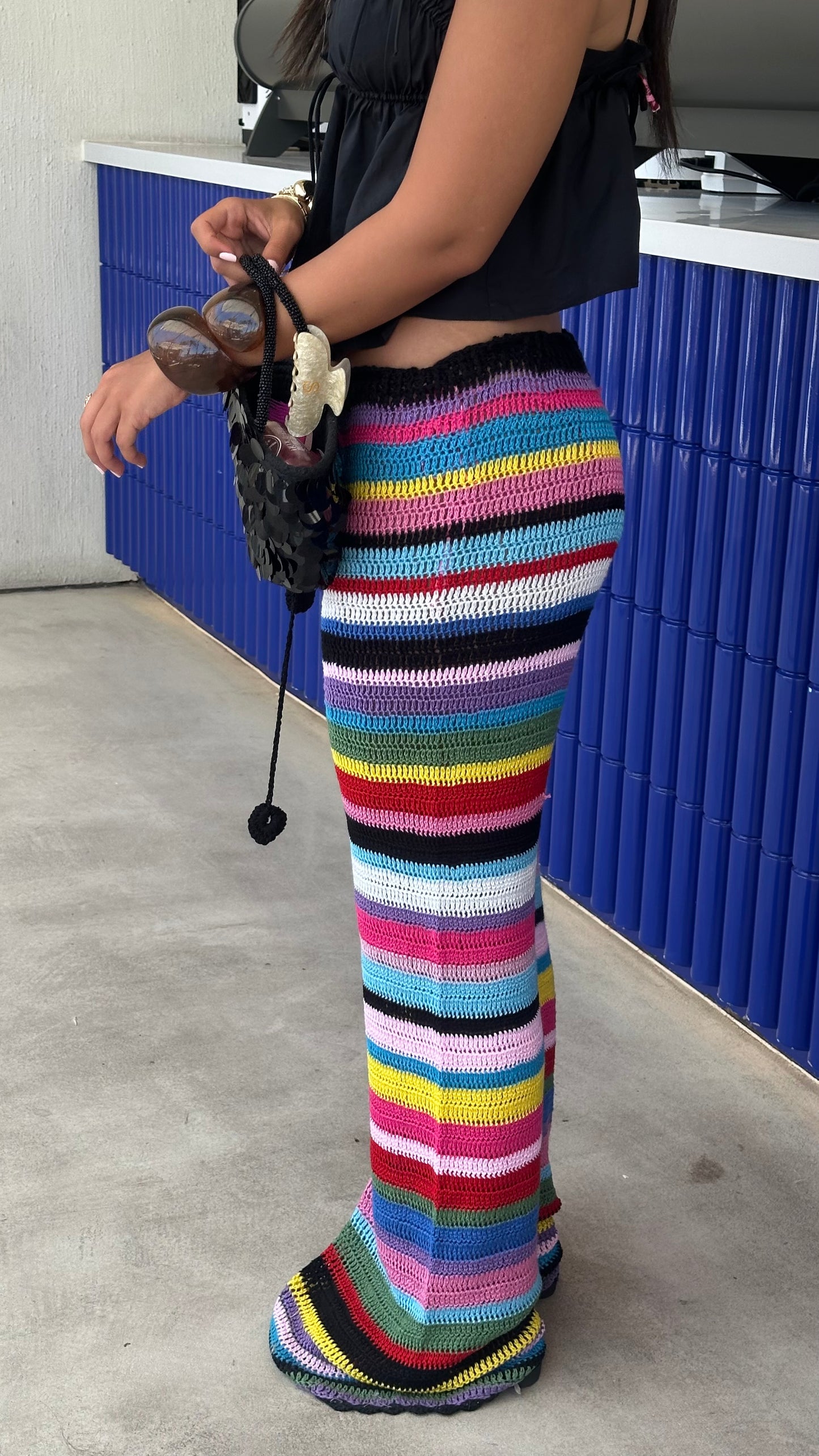 Oversized colorful crochet pants