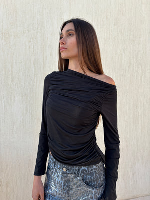 One shoulder draped top