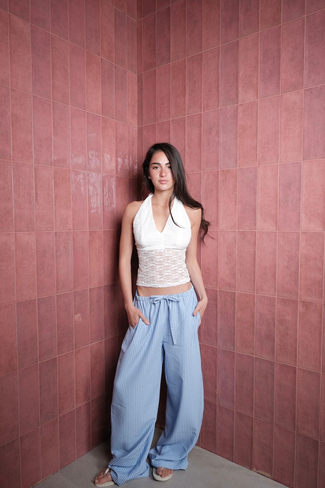 Crinkled Blue Pants