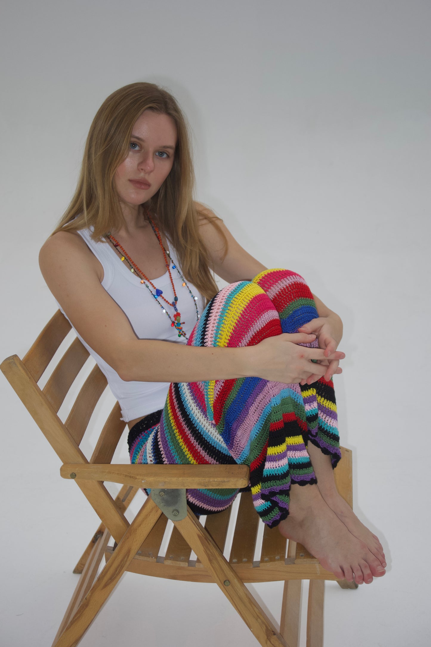 Oversized colorful crochet pants