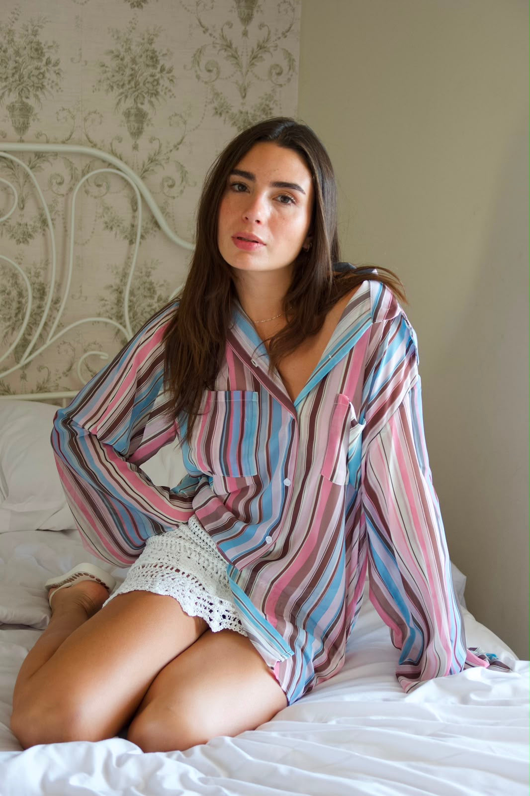 Stripy transparent coverup