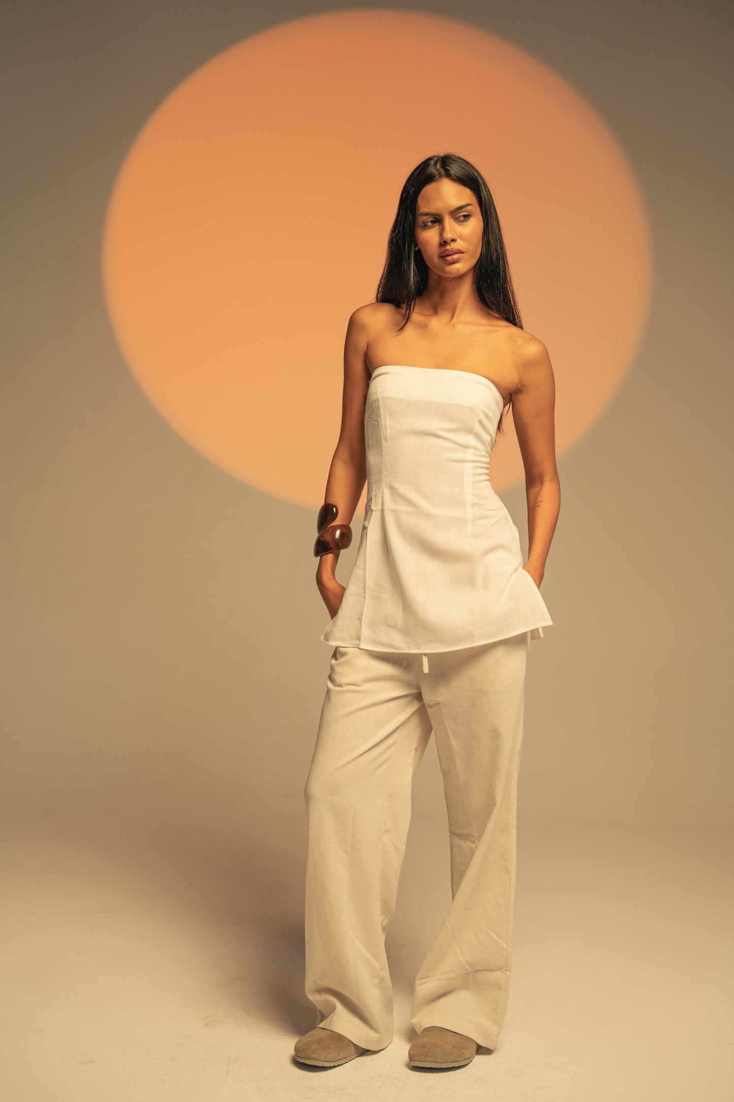 Sleeveless linen top