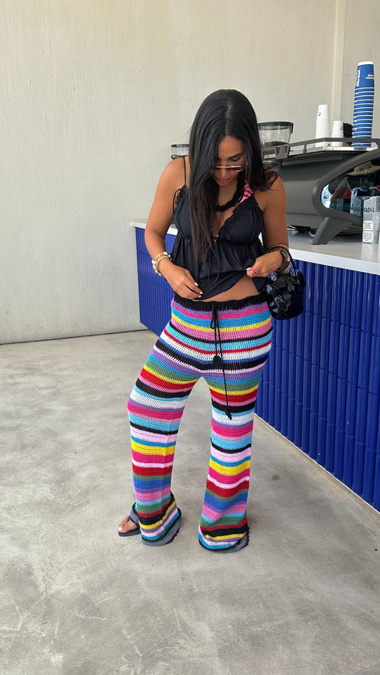 Oversized colorful crochet pants
