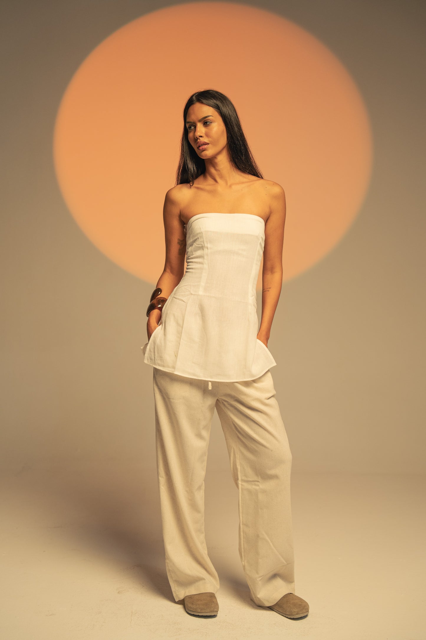 Sleeveless linen top