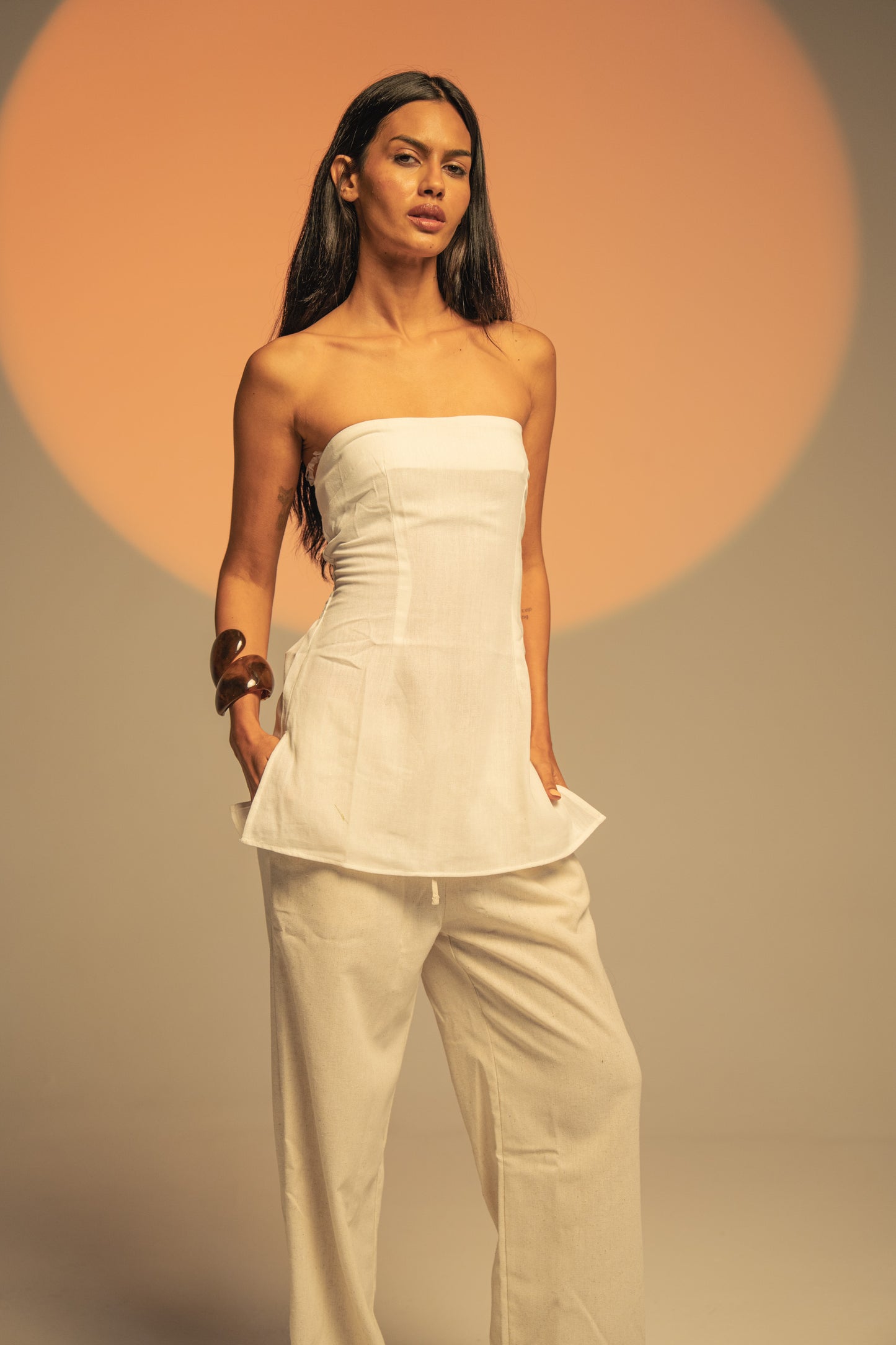 Sleeveless linen top