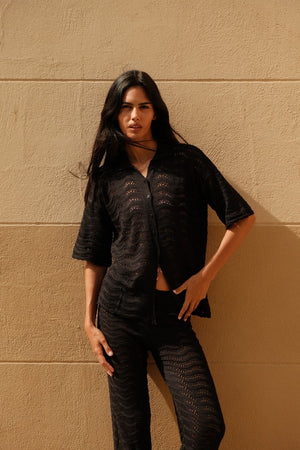 Black Crochet Set