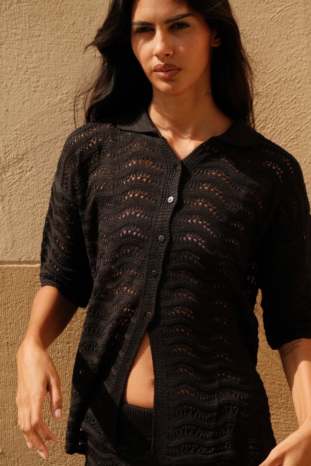 Black Crochet Set