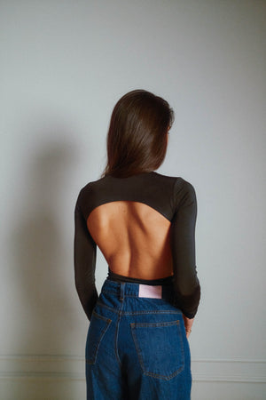 Backless long-sleeve Top