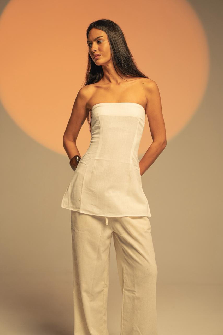 Strapless Linen Top