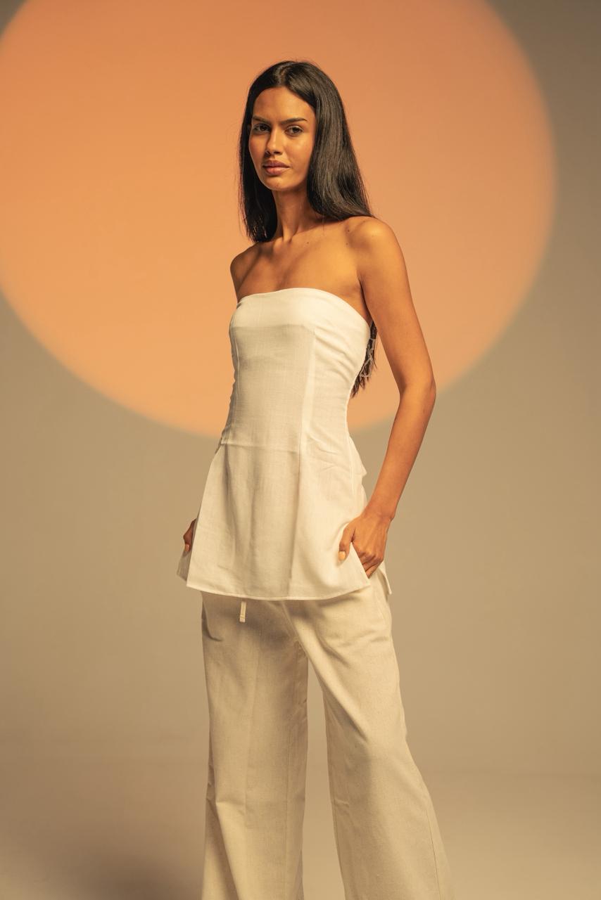 Strapless Linen Top