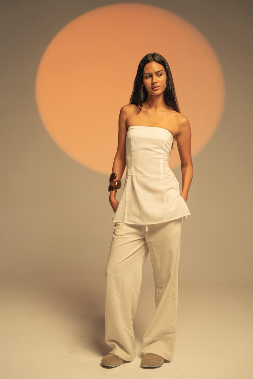 Strapless Linen Top