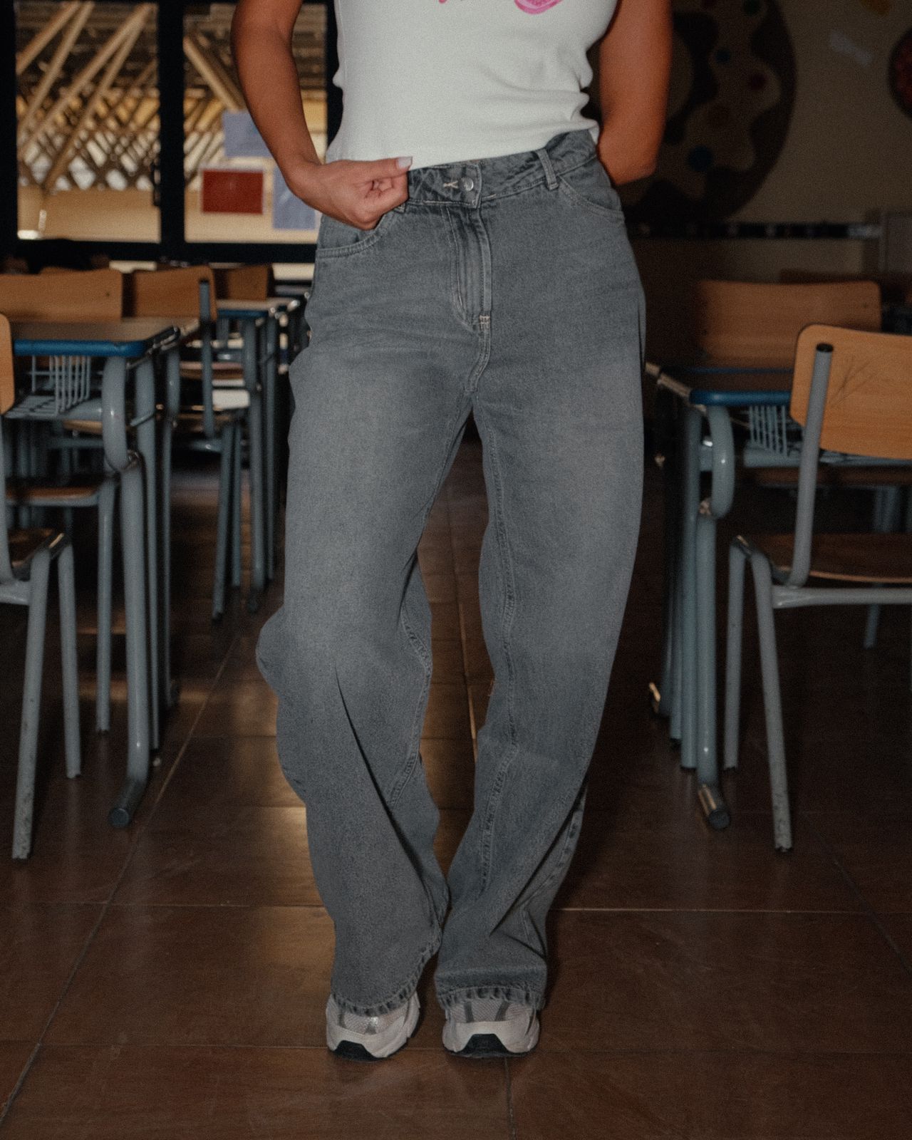 Low Waist Grey Denim Pants