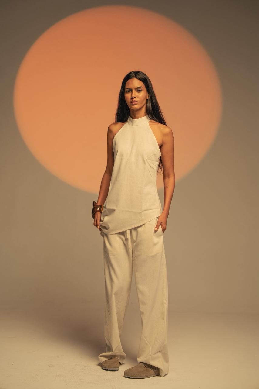 No Waist Linen Pants